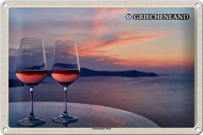 Blechschild Reise 30x20 cm Griechenland Griechischer Wein Deko Schild tin sign