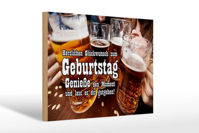 Holzschild Spruch 30x20 cm Glückwunsch zum Geburtstag Bier Deko Schild wooden sign