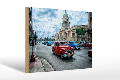 Holzschild Auto 30x20 cm Oldtimer Cuba Havana Geschenk Deko Schild wooden sign