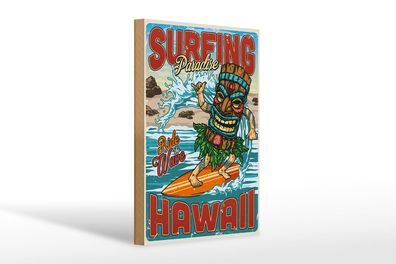 Holzschild Surfing 20x30 cm Paradise Hawaii Sommer Sport Deko Schild wooden sign