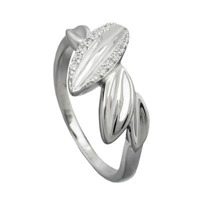Ring 11mm mit Zirkonias glänzend rhodiniert Silber 925 Ringgröße 58