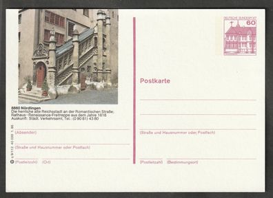 Ganzsache BRD Bildpostkarte Burgen und Schlösser Nördlingen q postfrisch P 138
