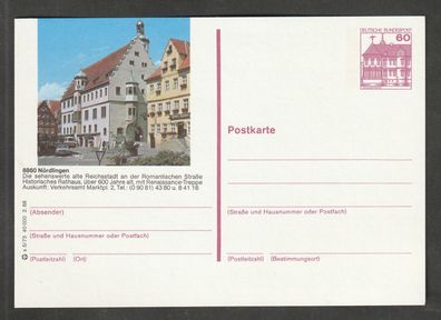 Ganzsache BRD Bildpostkarte Burgen und Schlösser Nördlingen s postfrisch P 138