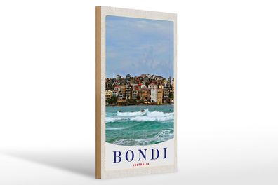 Holzschild Reise 20x30 cm Bond Australia Surfen Meer Wellen Schild wooden sign