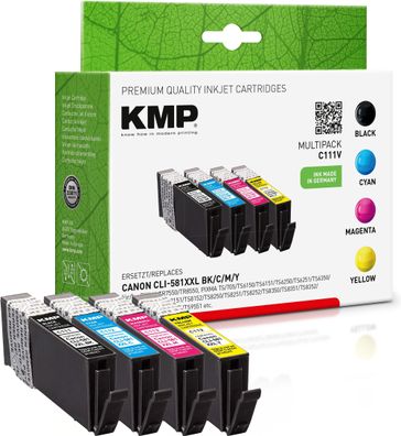 KMP Multipack C111V schwarz, cyan, magenta, gelb Tintenpatronen ersetzen Canon ...