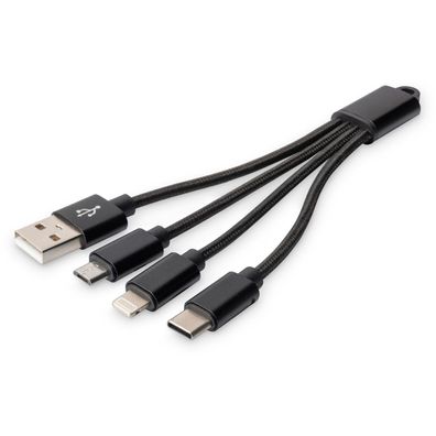 Digitus 3-in-1 Kabel USB-A + Lightning + Micro USB + USB-C