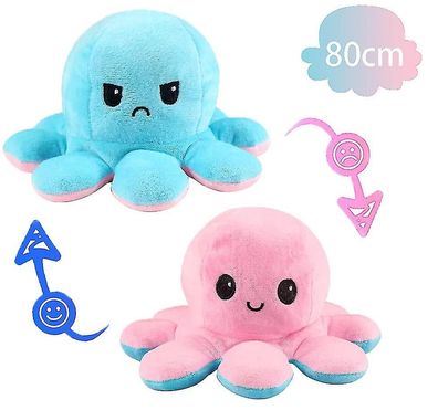 80cm Giant Reversible Happy Sad Octopus Plush Toy Show Your Mood Without Saying