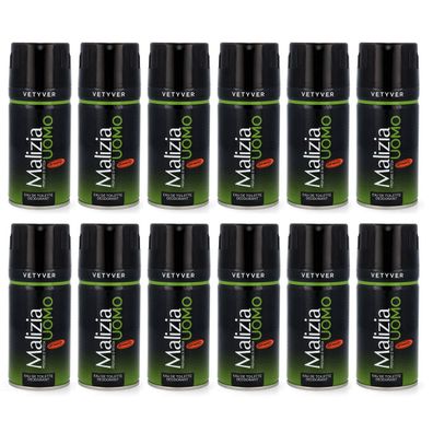 Malizia UOMO Vetyver Deodorant Bodyspray 12 x 150 ml