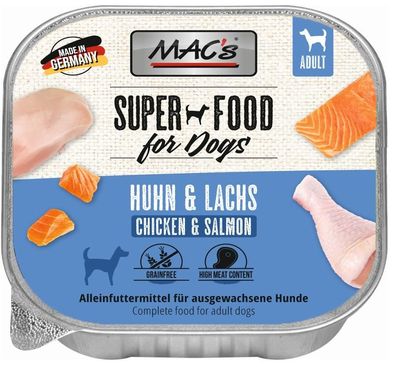 MAC's Dog ¦ Lachs & Hühnchen - 11 x 150g ¦ nasses Hundefutter in Schälchen