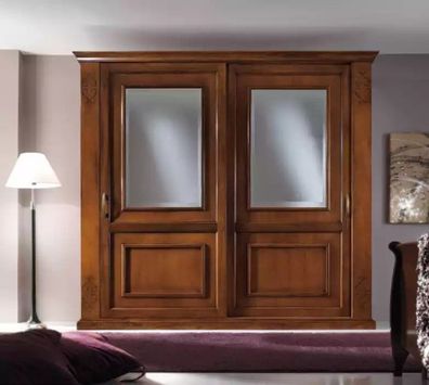 Schlafzimmer Kleiderschrank Holz Luxus Klassischer Design Möbel Braun Schrank