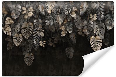 Vlies Fototapete tropische Blätter Pflanzen Natur Beton-Optik Wanddekoration