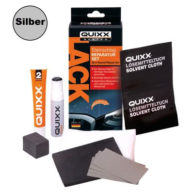QUIXX Steinschlag Reparatur-Set Silber Lack-Stift Lack-Reparatur Lack-Reiniger