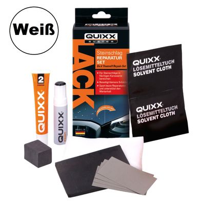 QUIXX Steinschlag Reparatur-Set Weiß Stift Lack-Reparatur Lack-Reiniger Politur