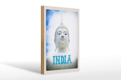 Holzschild Reise 20x30 cm Indien Religion Hinduismus Skulptur Schild wooden sign