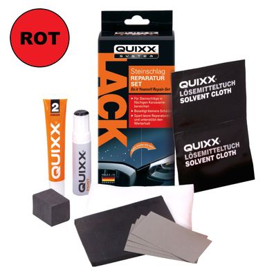 QUIXX Steinschlag Reparatur-Set Stift ROT Lack-Reparatur Lack-Reiniger Politur