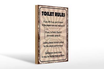 Holzschild Spruch 20x30 cm toilet rules if you lift it up Deko Schild wooden sign