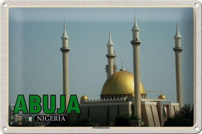 Blechschild Reise 30x20 cm Abuja Nigeria Nationalmoschee deko Schild tin sign