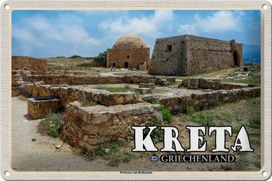 Blechschild Reise 30x20 cm Kreta Griechenland Fortezza von Rethymno tin sign