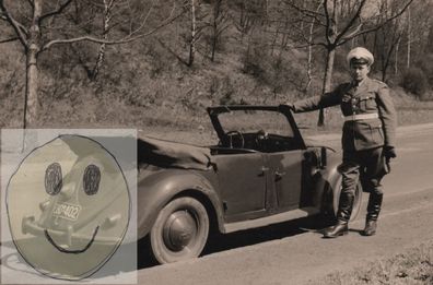 Foto Polizei 50er Jahre Polizeiwagen Streifenwagen VW Käfer Abzug 10 x 15