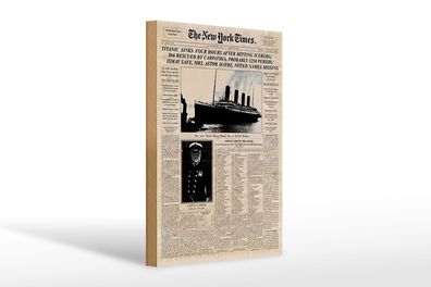 Holzschild Zeitung 20x30 cm New York Times Titanic sinks Deko Schild wooden sign