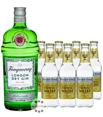 Tanqueray London Dry Gin & Fever-Tree Indian Tonic Set (43,1 % vol., 2,1 Liter) (43,1