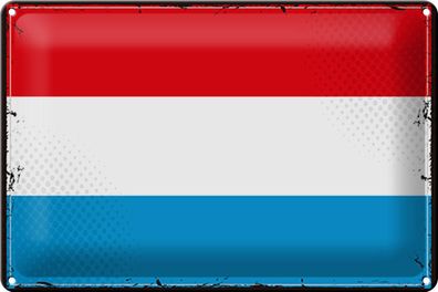 Blechschild Flagge Luxemburg 30x20cm Retro Flag Luxembourg Deko Schild tin sign