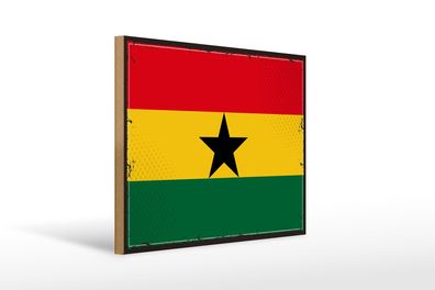 Holzschild Flagge Ghanas 40x30 cm Retro Flag of Ghana Deko Schild wooden sign
