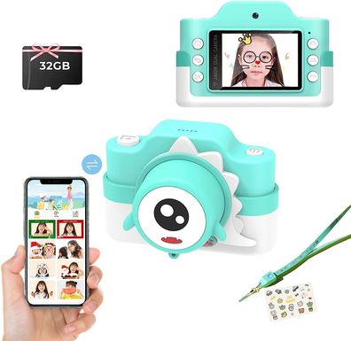 Mini Kinderkamera, 32MP 1080P WiFi Digitalkamera Kinder mit 2 Zoll Bildschirm