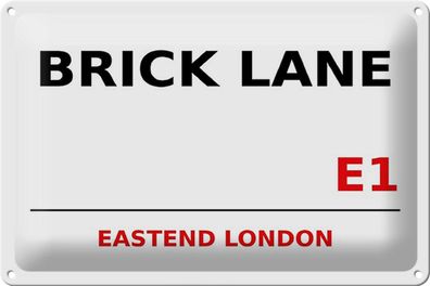 Blechschild London 30x20 cm Street Brick Lane E1 Deko Schild tin sign