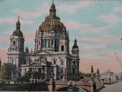 alte Postkarte AK KF Berlin königlicher Dom Kaiser Wilhelm Brücke PFB
