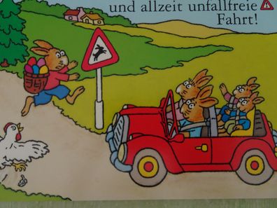 ältere WerbePostkarte AK Reklame Frohe Ostern unfallfreie Fahrt Bundesminister