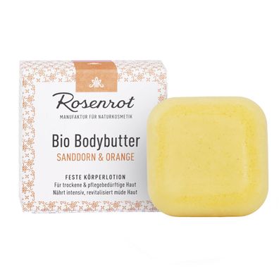 Bio Bodybutter Sanddorn & Orange - feste Körperlotion - ohne Plastik - Rosenrot