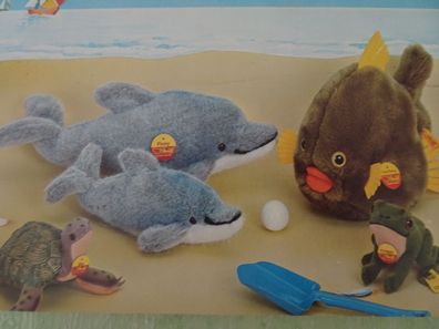 ältere WerbePostkarte AK Reklame Steiff Knopf im Ohr immer Dein Delphin Schildkröte
