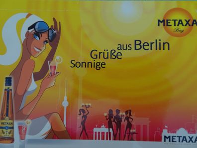 ältere WerbePostkarten AK Reklame Metaxa Bay Restaurant Sonnige Grüße aus Berlin