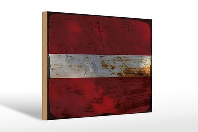 Holzschild Flagge Lettland 30x20 cm Flag of Latvia Rost Deko Schild wooden sign