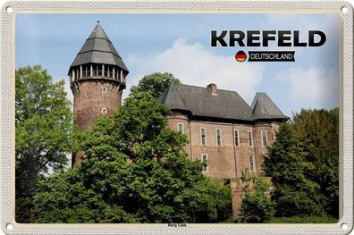 Blechschild Städte Krefeld Burg Linn Schloss Deko 30x20 cm Schild tin sign