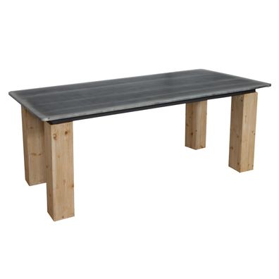 Esstisch HWC-L76, Tisch, Industrial Massiv-Holz MVG 200x100cm, natur mit Metall-Optik