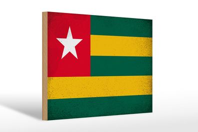 Holzschild Flagge Togo 30x20 cm Flag of Togo Vintage Deko Schild wooden sign