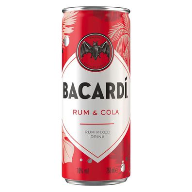 Bacardi Rum und Cola Mischgetränk mit Alkohol in der Dose 250ml