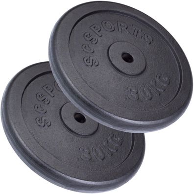 ScSPORTS® Hantelscheiben Set 60 kg Ø 30mm Gusseisen Gewichtsscheiben Gewichte