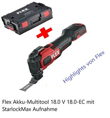 Flex Akku-Multitool 18,0 V MT 18.0-EC mit StarlockMAX Aufnahme Solo + L-BOXX # 518395