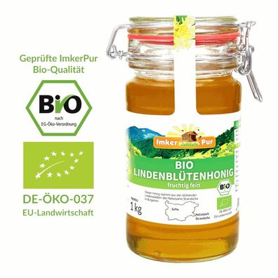 Bio-Lindenblüten-Honig, 1 kg, im wiederverw. Vorratsglas, naturbelassen