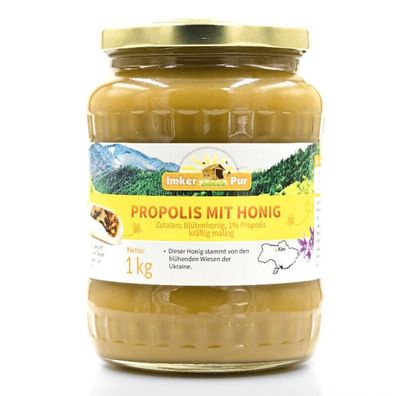 Honig mit Propolis,1000 g kaltgeschleudert, malzig-herb, mit kräftigen Malz-Note