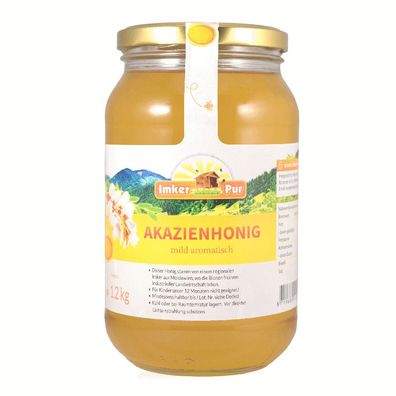 Akazien-Honig von ImkerPur, 1200 g, mild-aromatisch, mit feinen Marzipan-Note