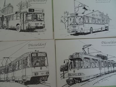 4 Werbekarten Reklame BSG Rheinbahn Van den Broeck Straßenbahn Bus Düsseldorf