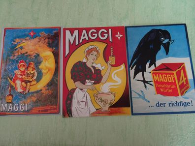 Postkarten AK Reklame Maggi nach Werbeschildern von 1900/1920 Mond Suppe Rabe