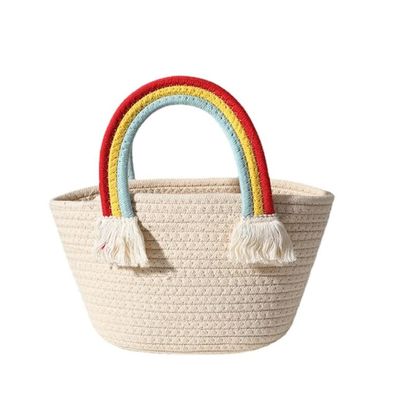 Süße Regenbogen-Wolken-Handtasche, handgefertigt Baumwollfaden Tasche