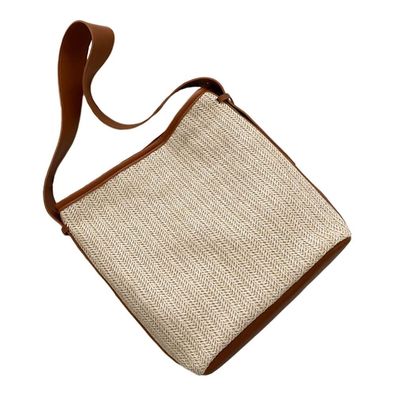 Einfache Stroh-Umhängetasche, vielseitig einsetzbar, elegante Tasche