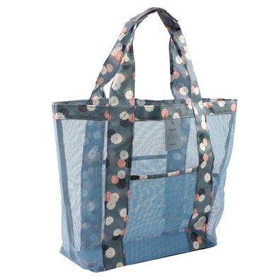 Damen Mesh Strandtasche, Faltbare Einkaufstaschen Bag Tote Reisetaschen
