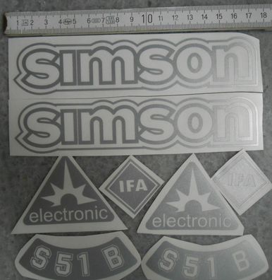 S51B Aufkleber, Silber transparenter HG, IFA, electronic, Tank Seitendeckel, Simson